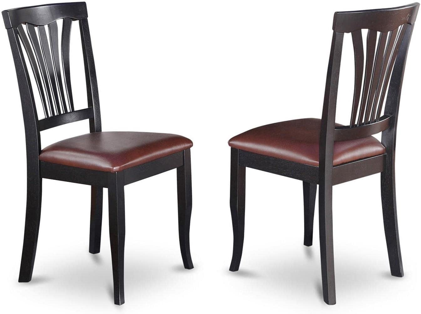 East West Furniture Antique Dining Chairs Set Of 2 - Faux Leather & Oak Finish
