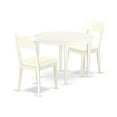 thumbnail image 1 of East West Furniture BOAD3-LWH-LC 3 Piece Kitchen Table Set, Linen White, 1 of 1