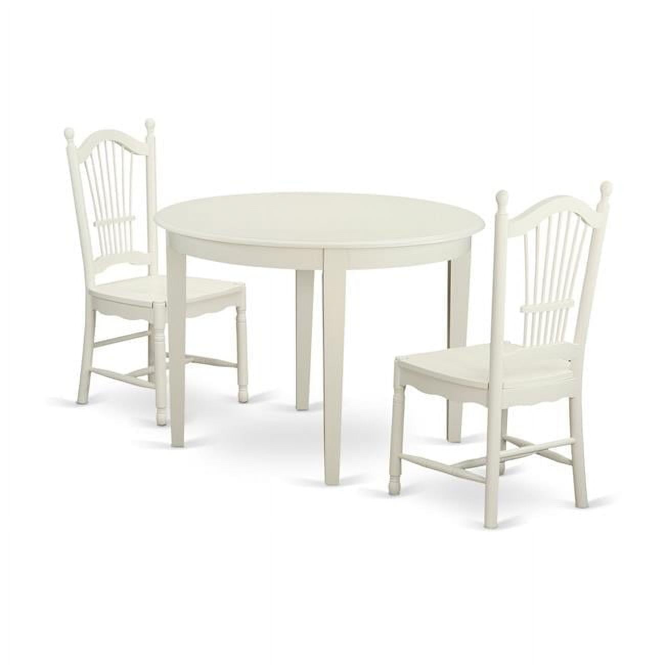 East West Furniture Set Tavolo Da Pranzo 3 Pezzi Bianco - Tavolo Allungabile Con Due Sedie In Legno Di Gomma Per Cucina E Sala Da Pranzo - 4