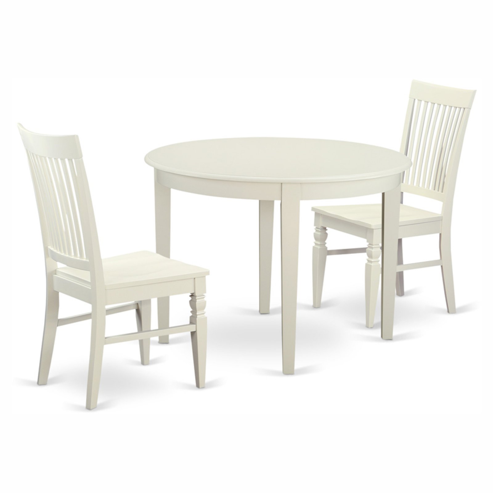 Set Tavolo Da Pranzo Allungabile 3 Pezzi East West Furniture: Tavolo Con Foglie E 2 Sedie, Legno E Finitura Bianca, Stile Classico