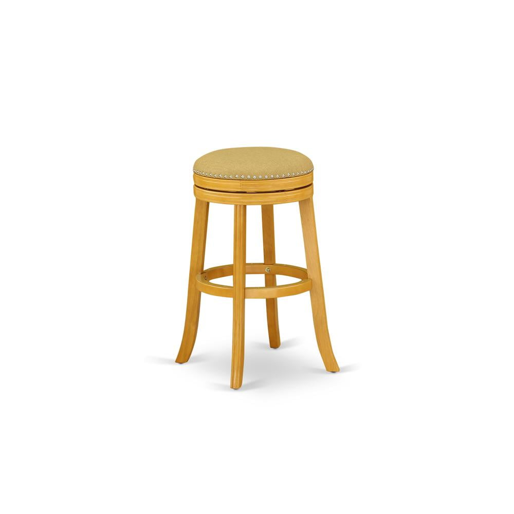 Classic Oak Swivel Backless Barstool with Vegas Gold Seat, 30"