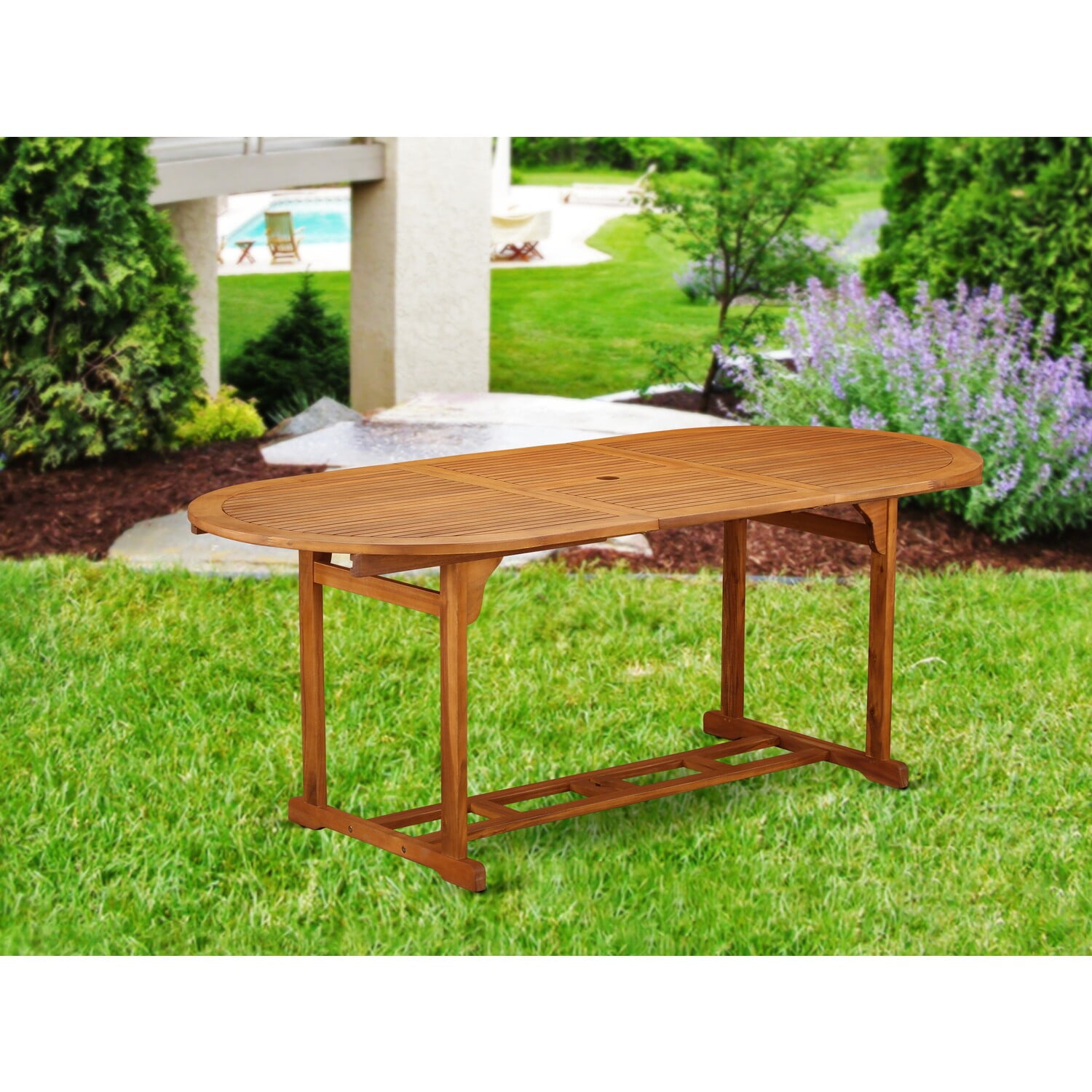 Natural Oil Acacia Wood Oval Patio Dining Table