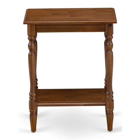 East West Furniture Bedford Wood End Table with Open Storage in Antique Walnut