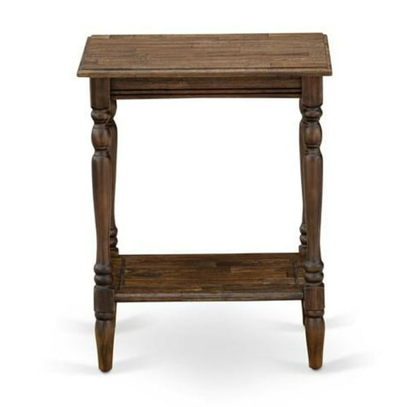 East West Furniture Bedford Wood End Table with Open Storage in Jacobean Brown