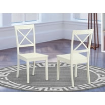 East West Furniture Boston 11" Wood Dining Chairs in Linen White (Set of 2)
