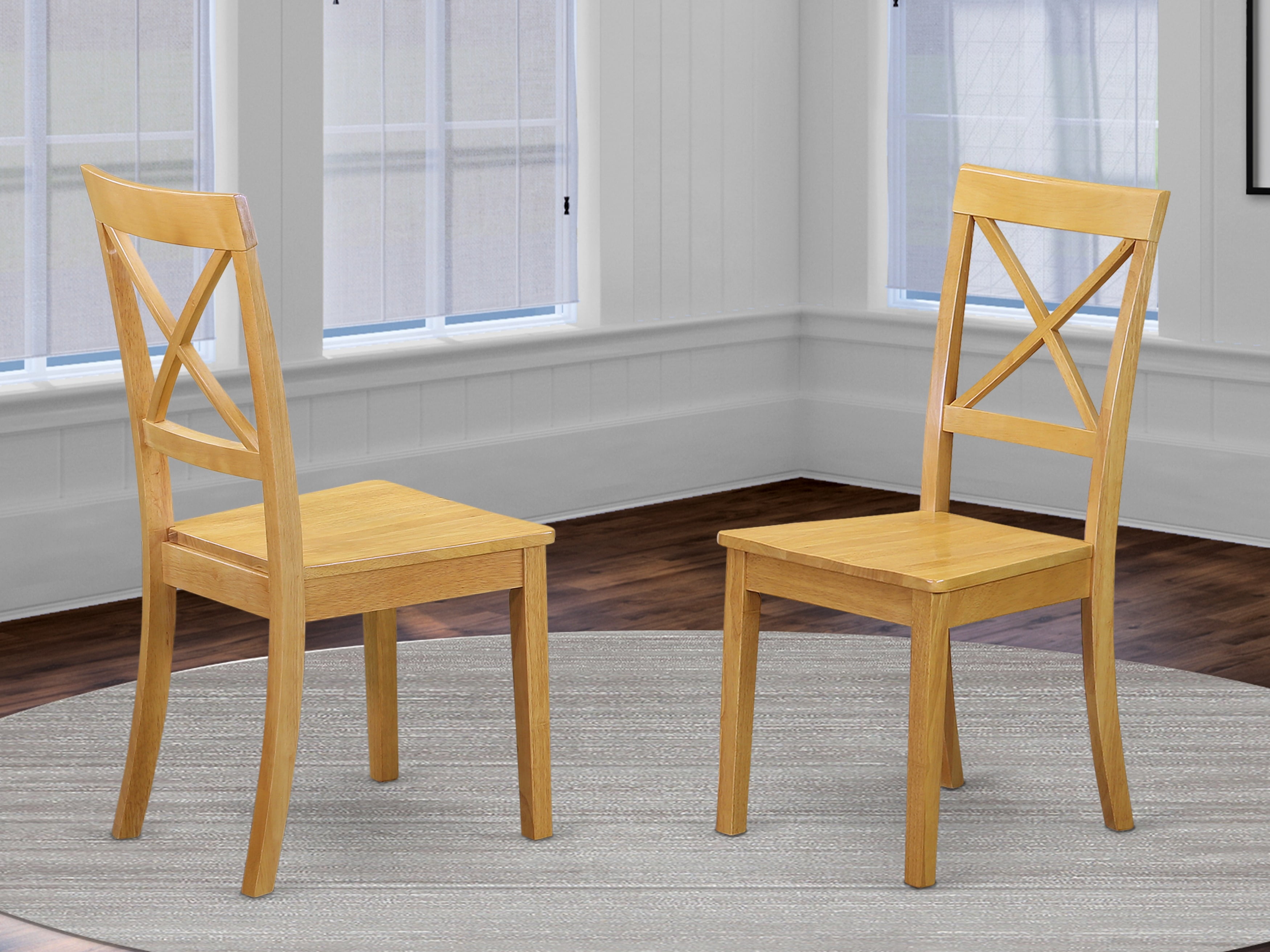 Boston Oak Cross Back Wooden Side Chair Set