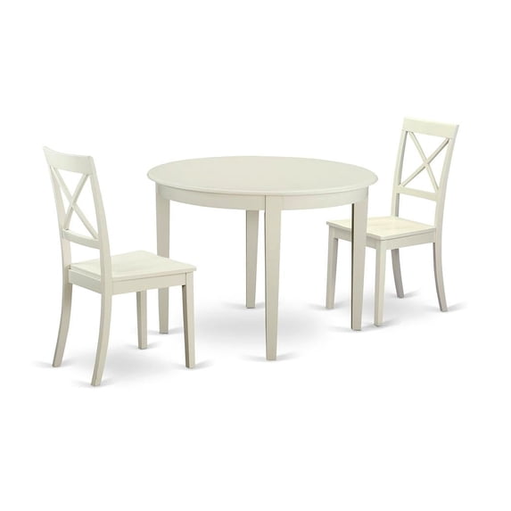 East West Furniture Boston 3-piece Traditional Wood Dining Set in Linen White