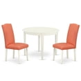 thumbnail image 1 of East West Furniture Boston 3-piece Wood Dining Set in Linen White/Pink Flamingo, 1 of 4