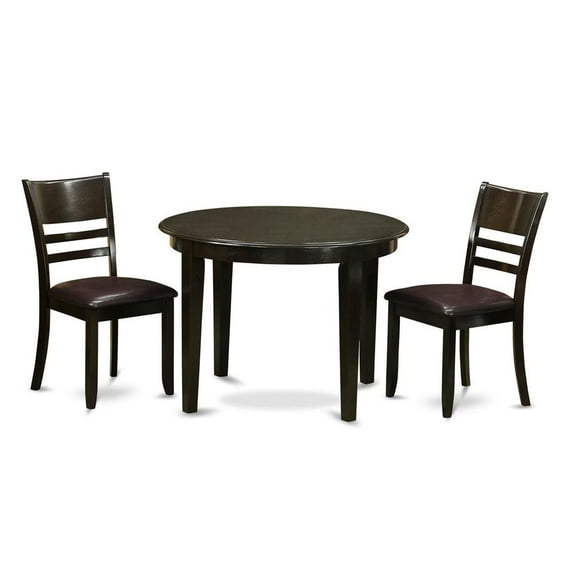East West Furniture Boston 3-piece Small Kitchen Table & Chairs in Cappuccino