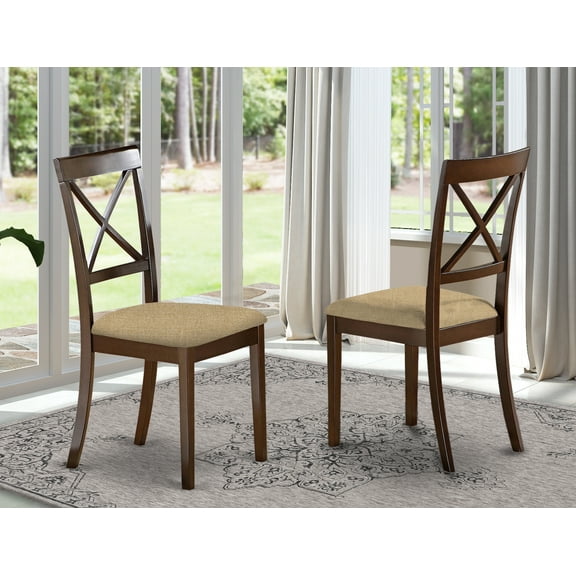 East West Furniture Boston 38" Fabric Dining Chairs in Cappuccino (Set of 2)