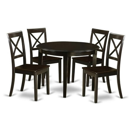 East West Furniture Boston 5-piece Dining Set w/ Table & 4 Chairs in Cappuccino