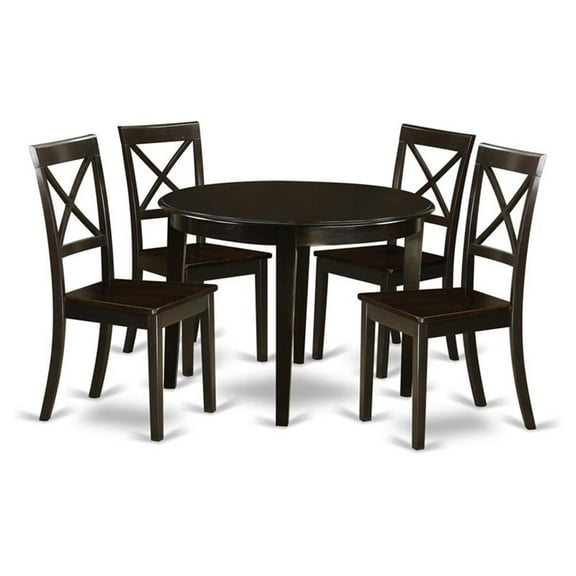 East West Furniture Boston 5-piece Dining Set w/ Table & 4 Chairs in Cappuccino