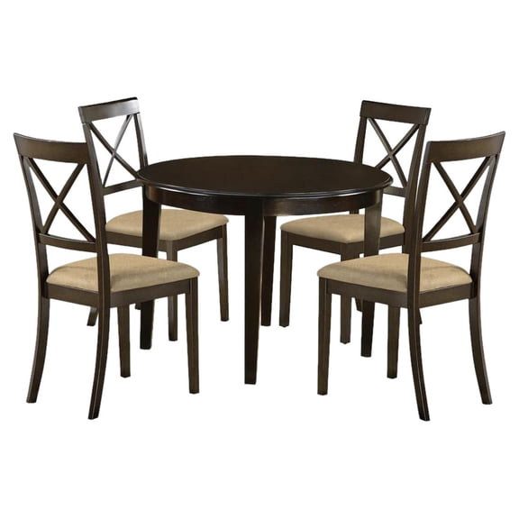 East West Furniture Boston 5-piece Wood Table and Dining Chairs in Cappuccino