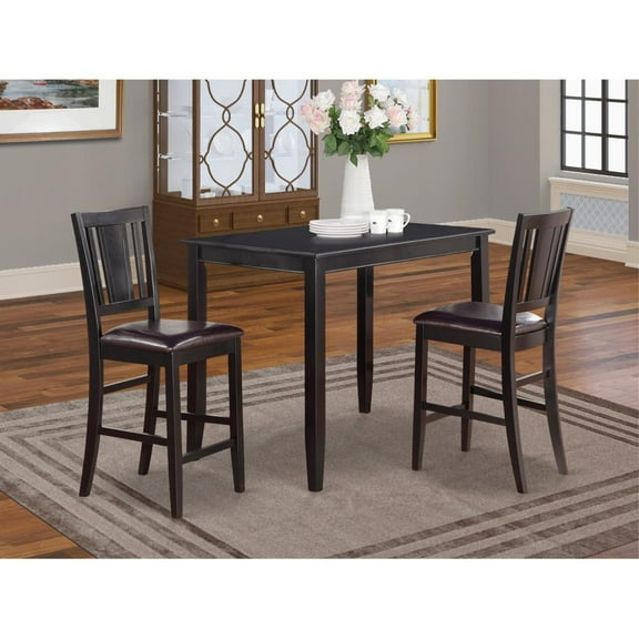 East West Furniture Buckland 3-piece Dining Table and Stools Dining Set in Black
