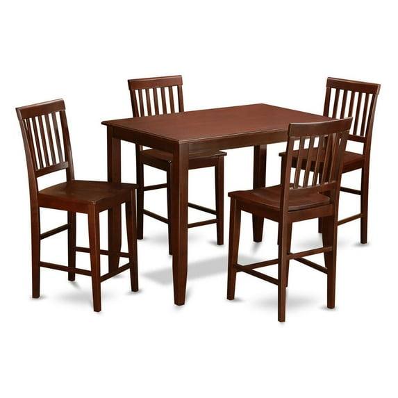 East West Furniture Buckland 5-piece Dining Table and Dinette Chairs in Mahogany