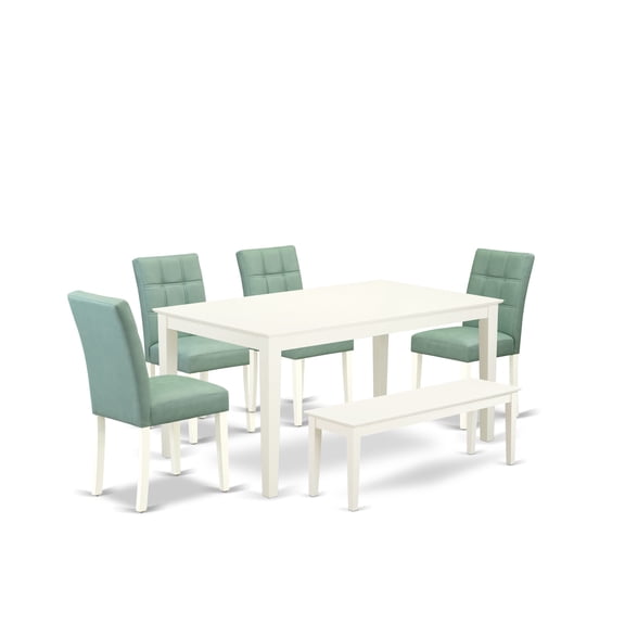 East West Furniture 6 Piece Table Set consists A Wood Table