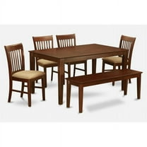 East West Furniture CANO6C-MAH-C 6 Piece Dining Room Table With Bench Set- Table and 4 Dining Chairs and Bench