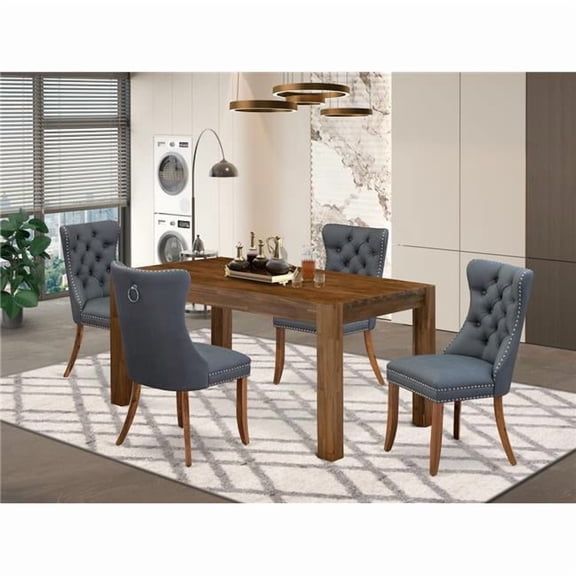 East West Furniture Celina 5-Piece Mid Century Kitchen Set in Walnut Finish