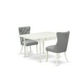 thumbnail image 1 of East West Furniture MZDA3-LWH-27 3 Piece Dining Table Set Includes a Rectangle Kitchen Table with Dropleaf and 2 Upholstered Chairs, 36x54 Inch, linen white, 1 of 3