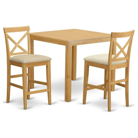 East West Furniture Cafe 3-piece Counter Height Dining Set with 2 Stools in Oak