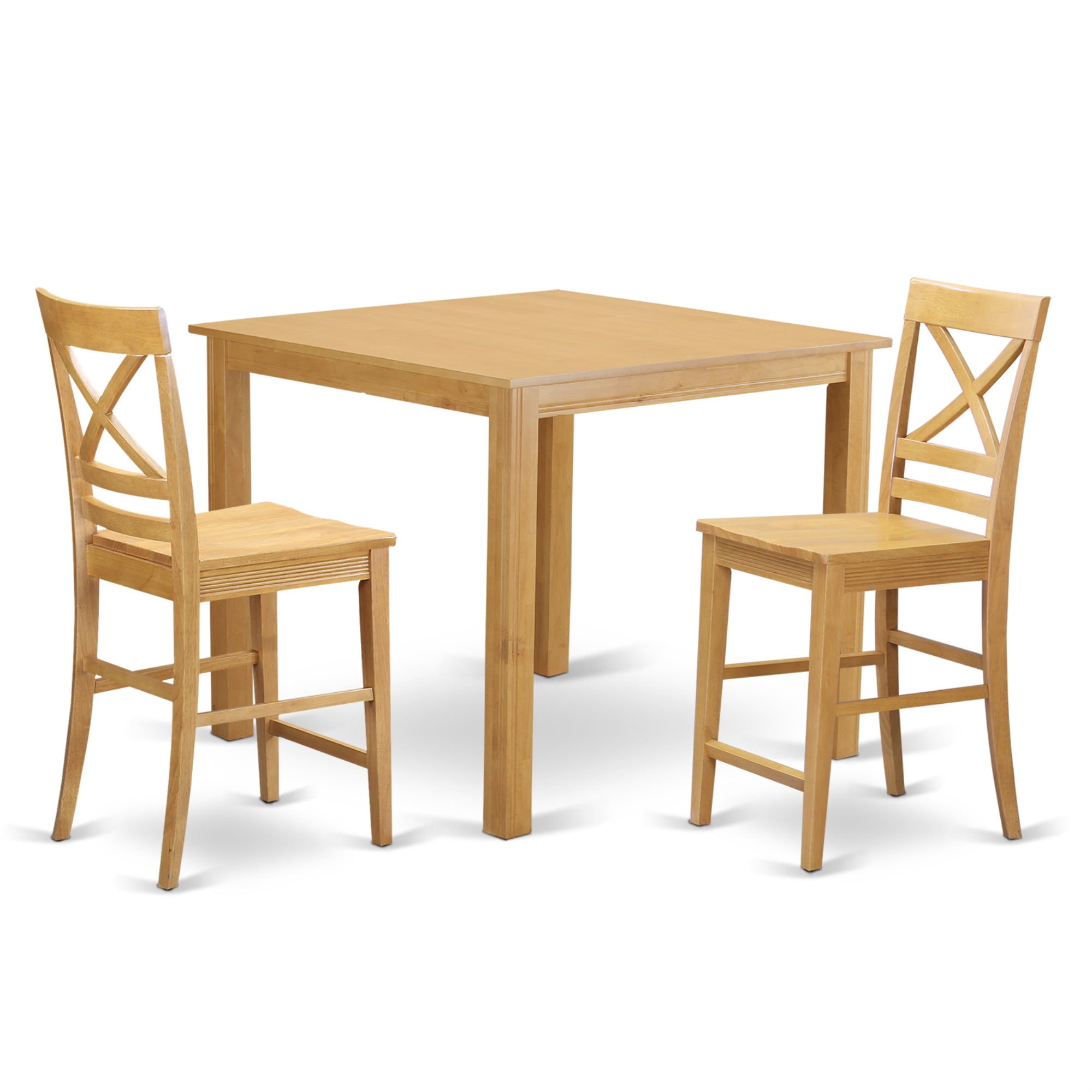 Natural Brown Oak Finish 3-Piece Counter Height Pub Set