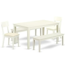 East West Furniture Capri 5-piece Dining Set w/ 2 Chairs and 2 Benches in White
