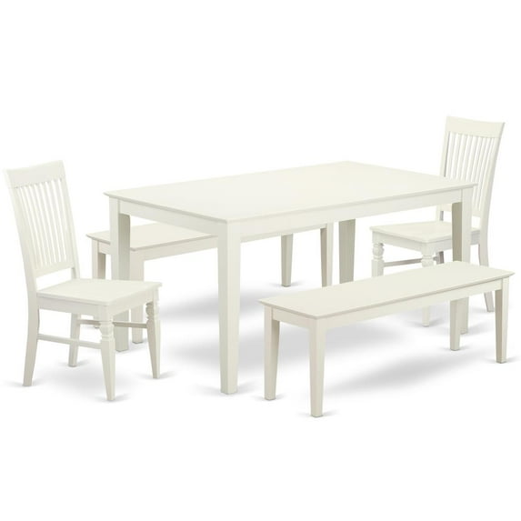 East West Furniture Dining Room Set Linen White, CANO5C-LWH-W