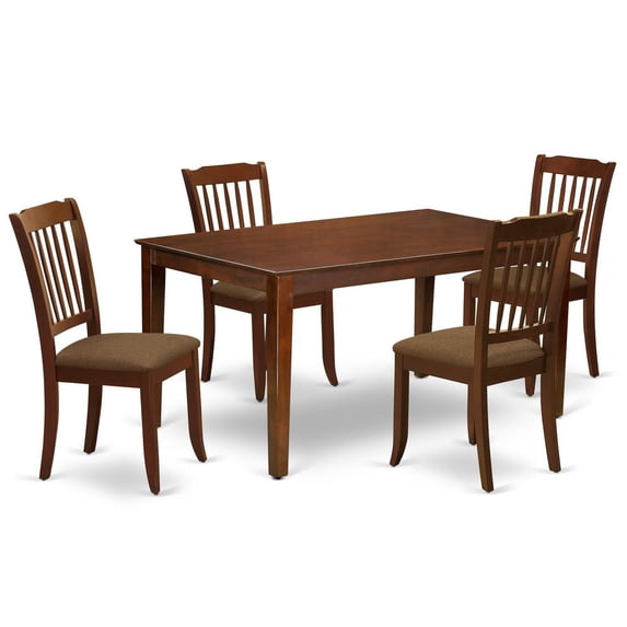 East West Furniture Capri 5-piece Wood Dining Set with Slat Back in Mahogany
