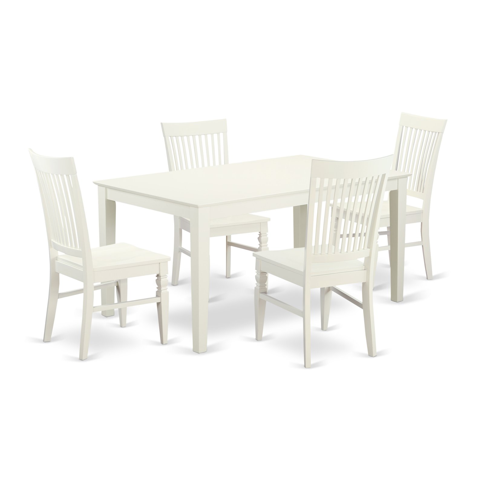 East West Furniture Capri 5-piece Wood Dining Set with Solid Tabletop in White - image 1 of 5