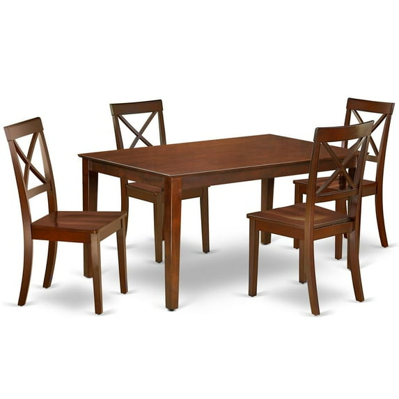 East West Furniture Dining Room Set Mahogany, CABO5-MAH-W