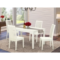 East West Furniture Capri 5-piece Wood Table and Dining Chair Set in White