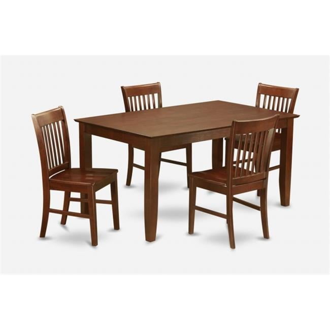 East West Furniture Capri 5PC Rectangular Table and 4 Wood Seat Ladder ...