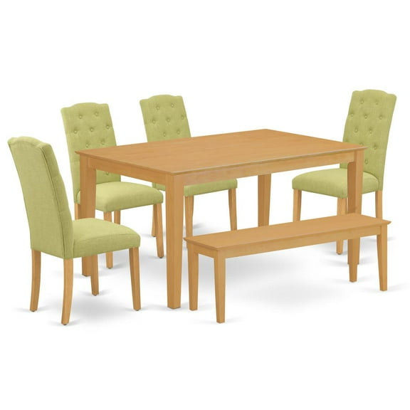 East West Furniture Dining Room Set Oak, CACE6-OAK-07