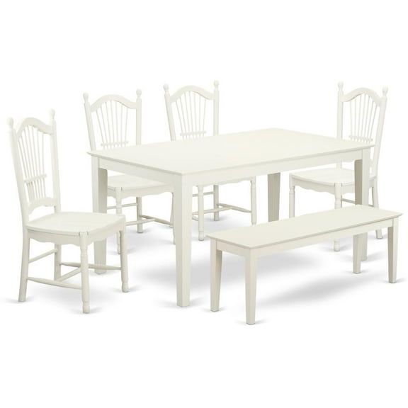 East West Furniture Dining Room Set Linen White, CADO6-LWH-W