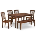 thumbnail image 1 of East West Furniture Capri 6-piece Wood Dining Set with Bench in Mahogany, 1 of 4