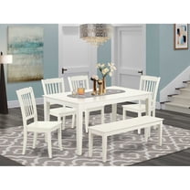 East West Furniture Dining Room Set Linen White, CADA6-LWH-W