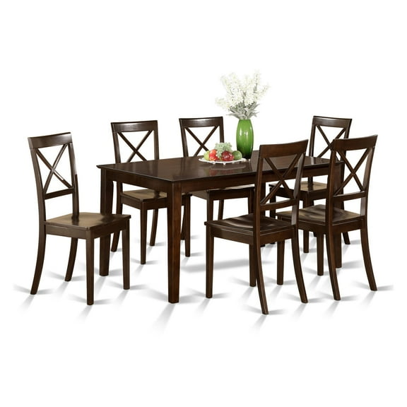 East West Furniture Capri 7 Piece Crossback Dining Table Set