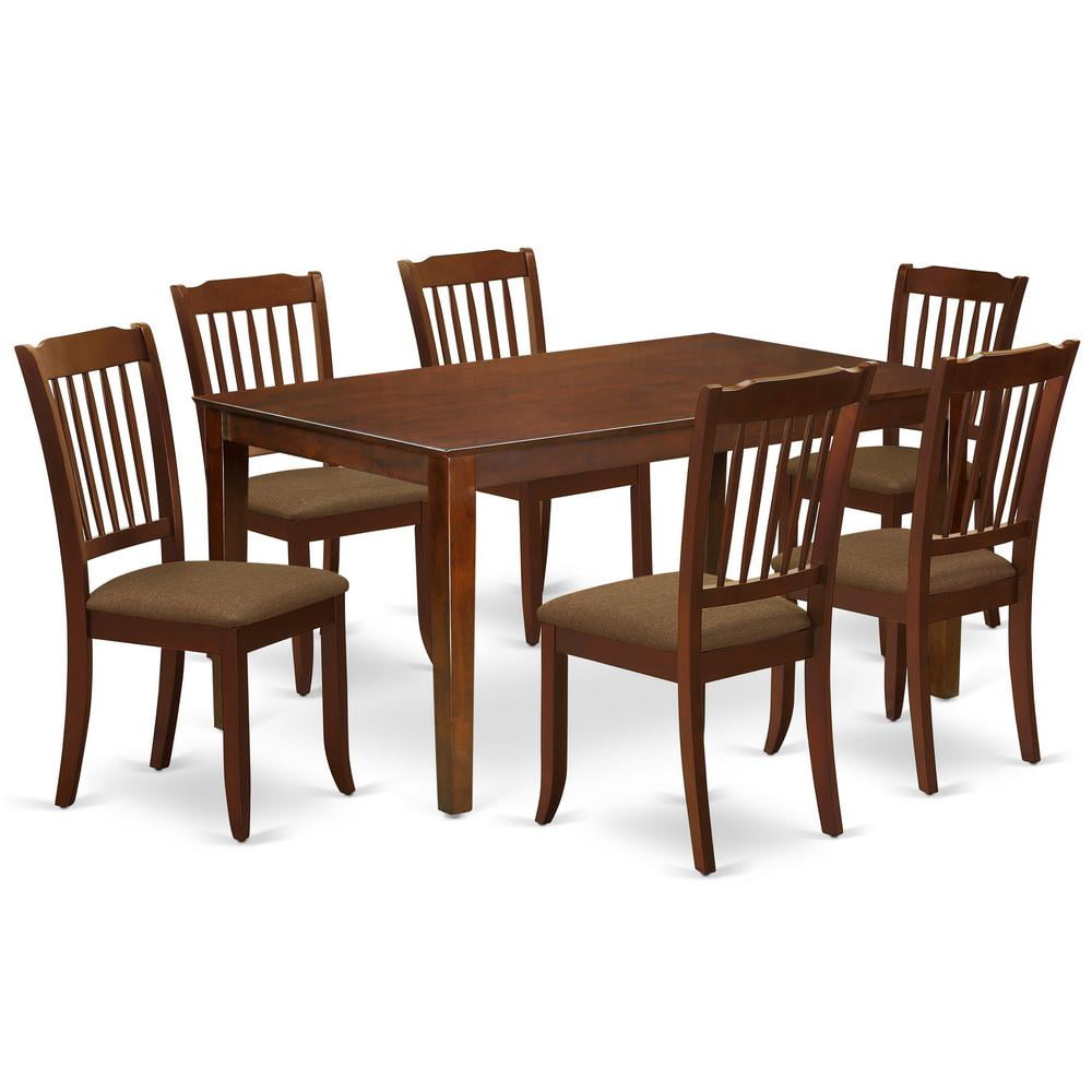 East West Furniture Capri 7-piece Wood Dinette Table Set in Mahogany ...