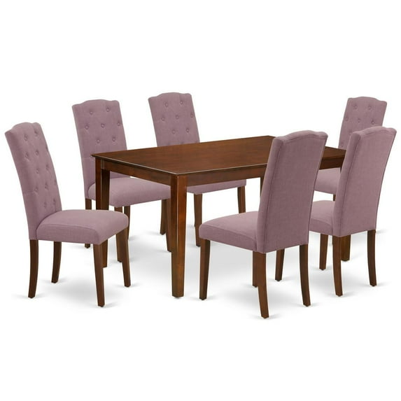 East West Furniture Dining Room Set Mahogany, CACE7-MAH-10