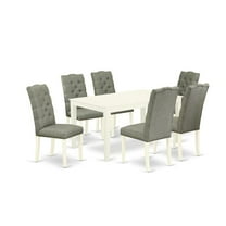 East West Furniture Dining Room Set Linen White, CAEL7-LWH-07