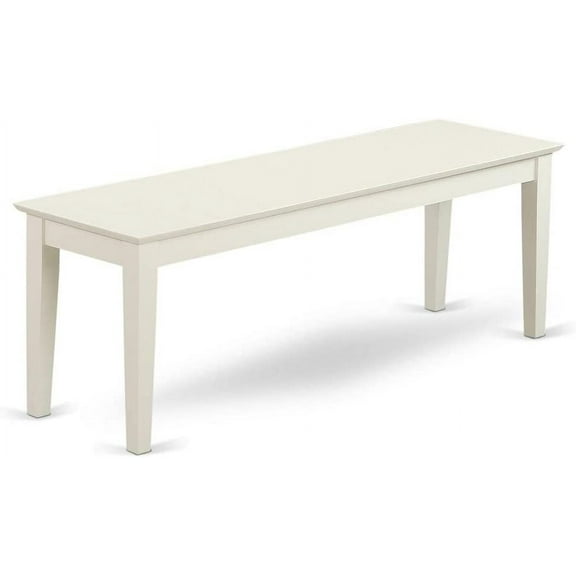 East West Furniture Capri Dining Table Bench with Solid Wood Seat, 51x15x18 Inch, Linen White