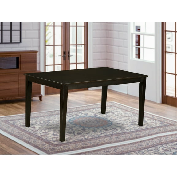 East West Furniture Capri Rectangular Solid Wood Dining Table in Cappuccino