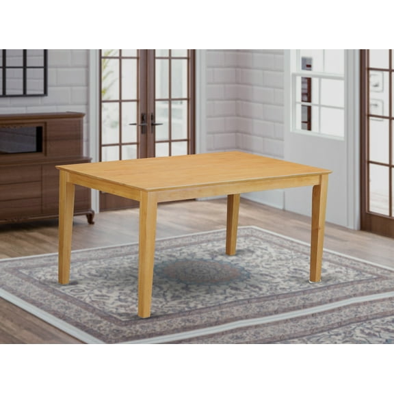 East West Furniture Capri Rectangular Solid Wood Dining Table in Oak Finish
