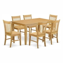 East West Furniture Capris 7 Piece Rectangular Dining Table Set with Norfolk Wooden Seat Chairs