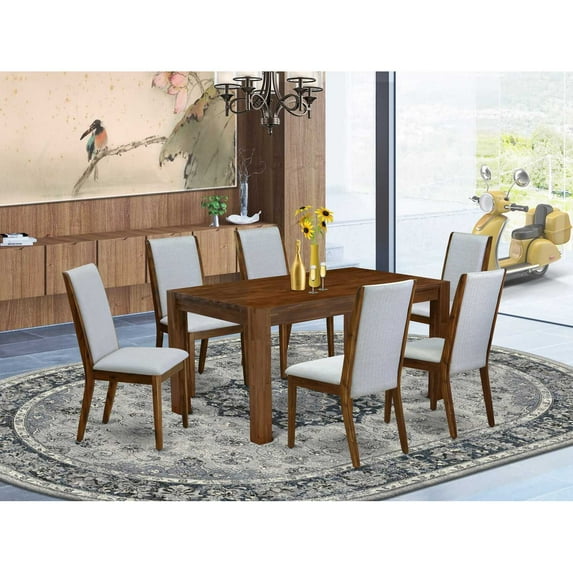East West Furniture Celina 7-piece Wood Dining Set in Natural