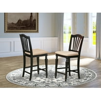 East West Furniture Chelsea 42" Fabric Bar Stools in Black (Set of 2)