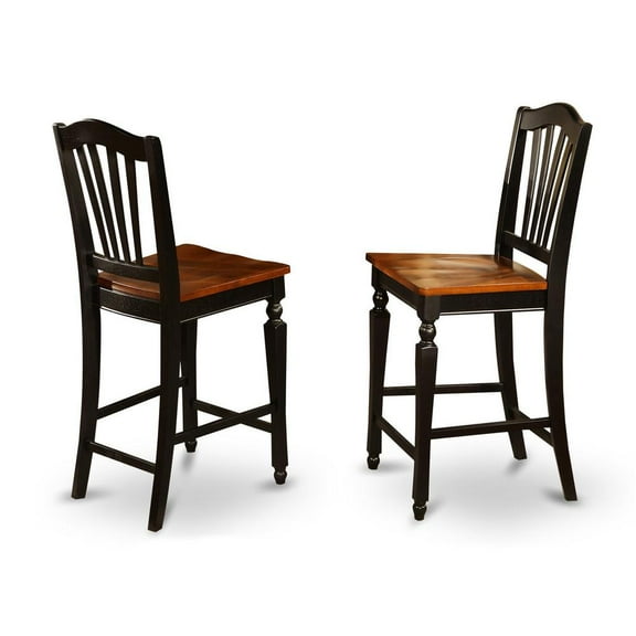 East West Furniture Chelsea 42" Wood Bar Stools in Black/Cherry (Set of 2)