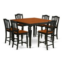 East West Furniture Chelsea 7 Piece High Splat Dining Table Set