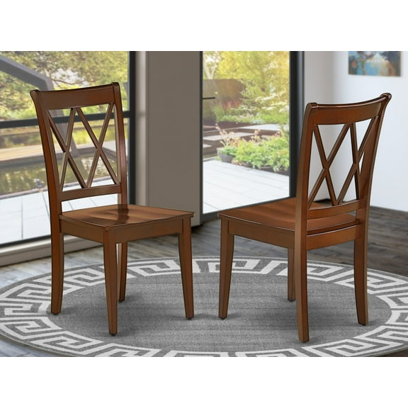 East West Furniture Clarksville 11" Wood Dining Chairs in Mahogany (Set of 2)