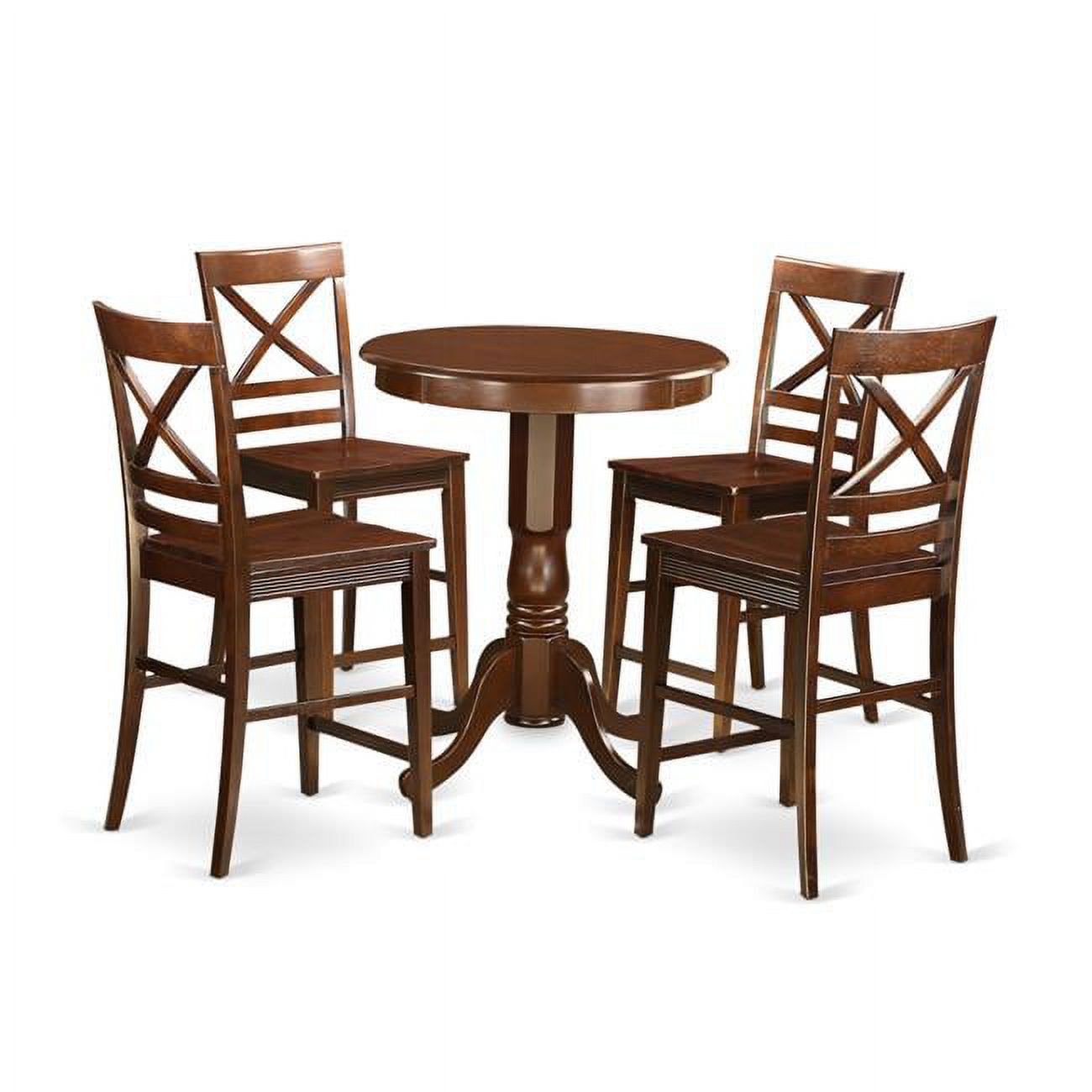 East West Furniture Counter Height Dining Pub Table & 4 Chairs, Mahogany